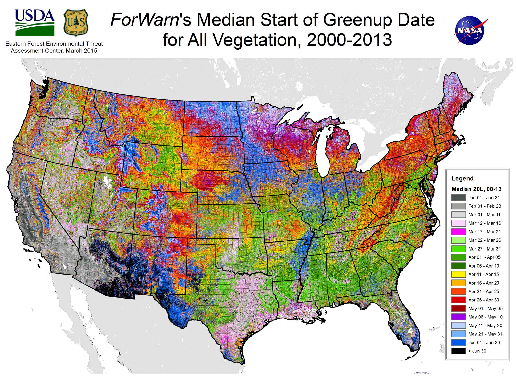 The real start of Spring median foliage greenup dates in the