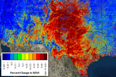 Areas hit hard by the 2011 drought in Texas